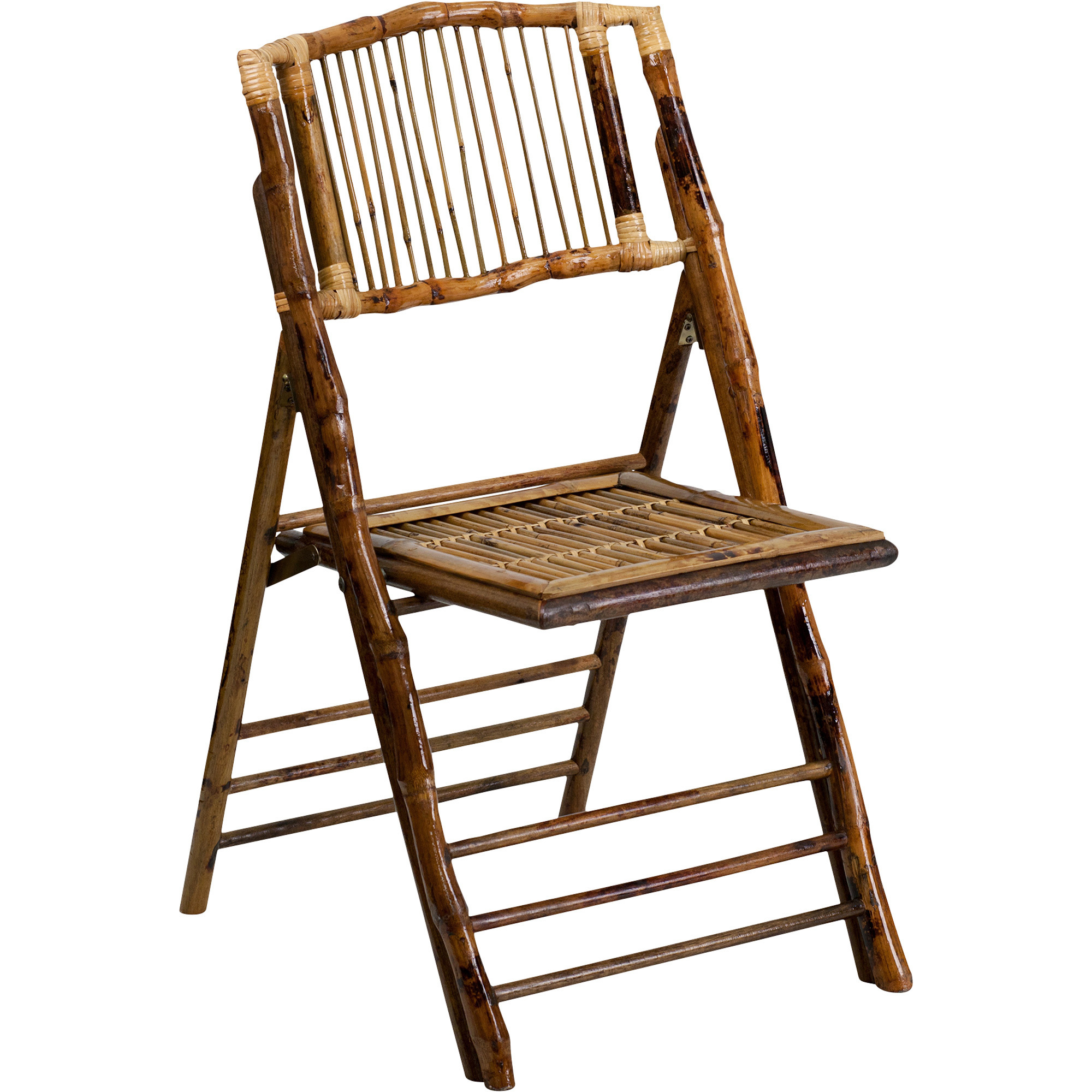 Flash Furniture Bamboo Folding Chair, 18 3/4in.W x 5in.D x 39in.H, Model# X62111BAM
